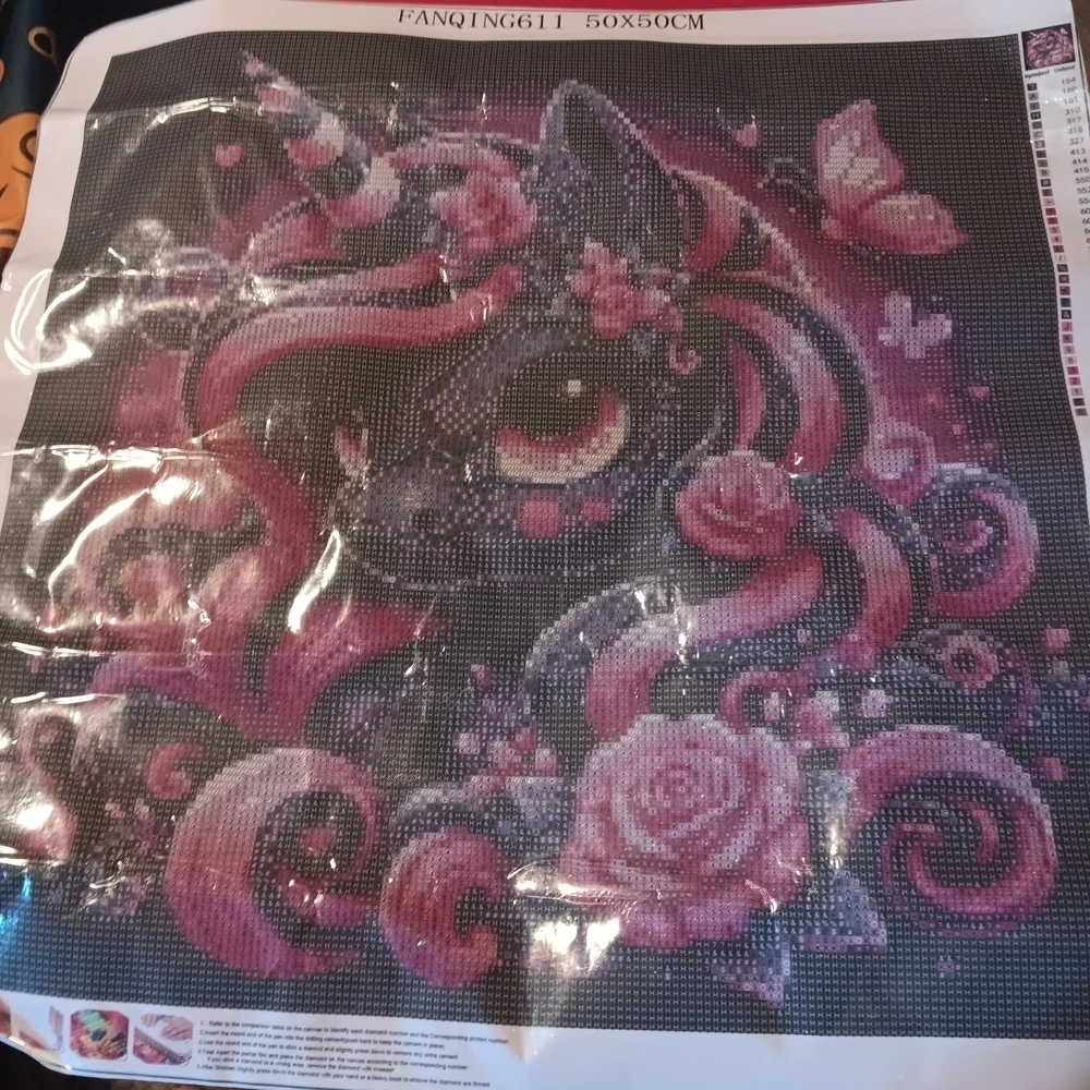 Pink and Purple Unicorn Diamond Art Painting Kit 50x50